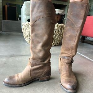 Tall brown leather Frye boots. Perfect condition.